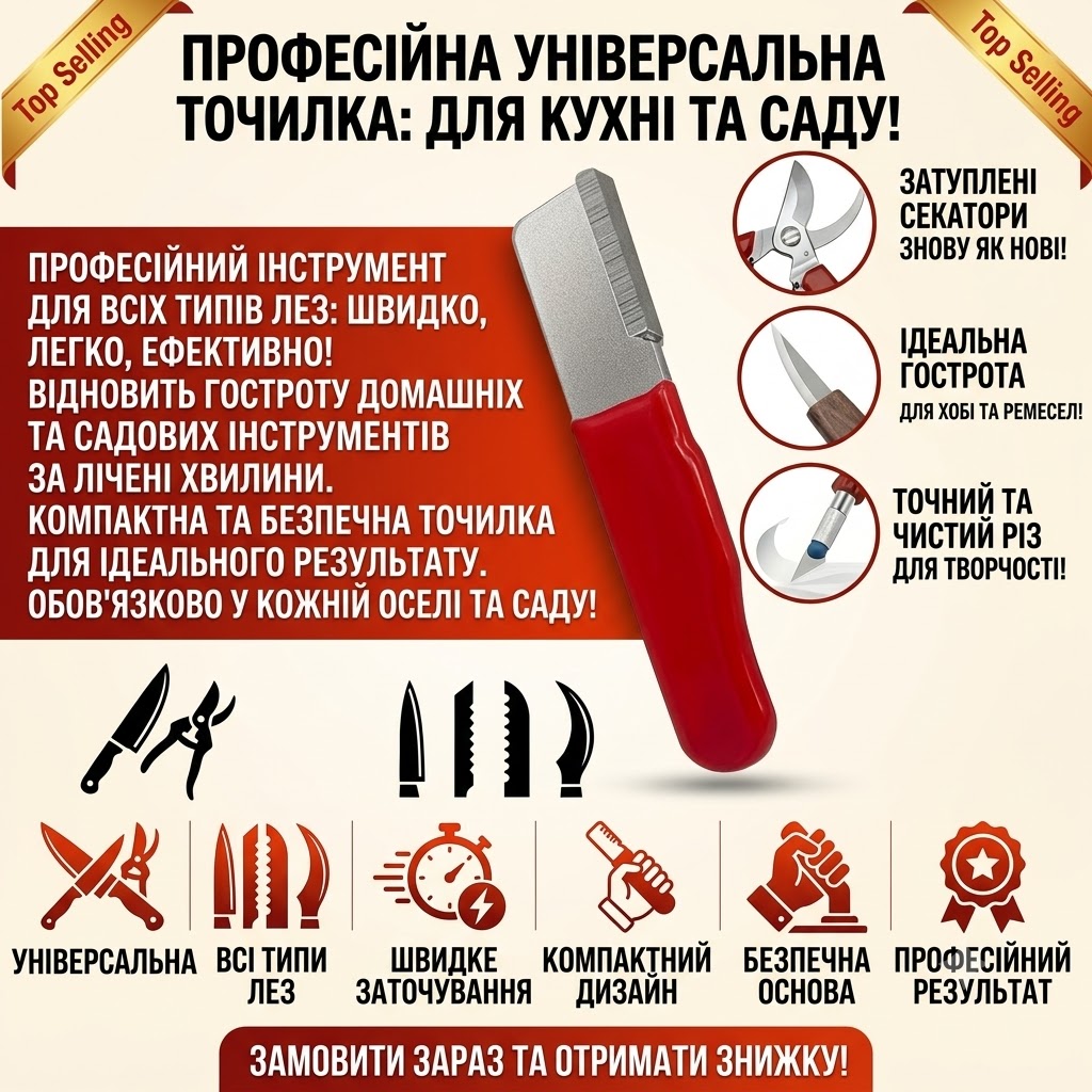 Інструмент для заточування ножів і садових інструментів