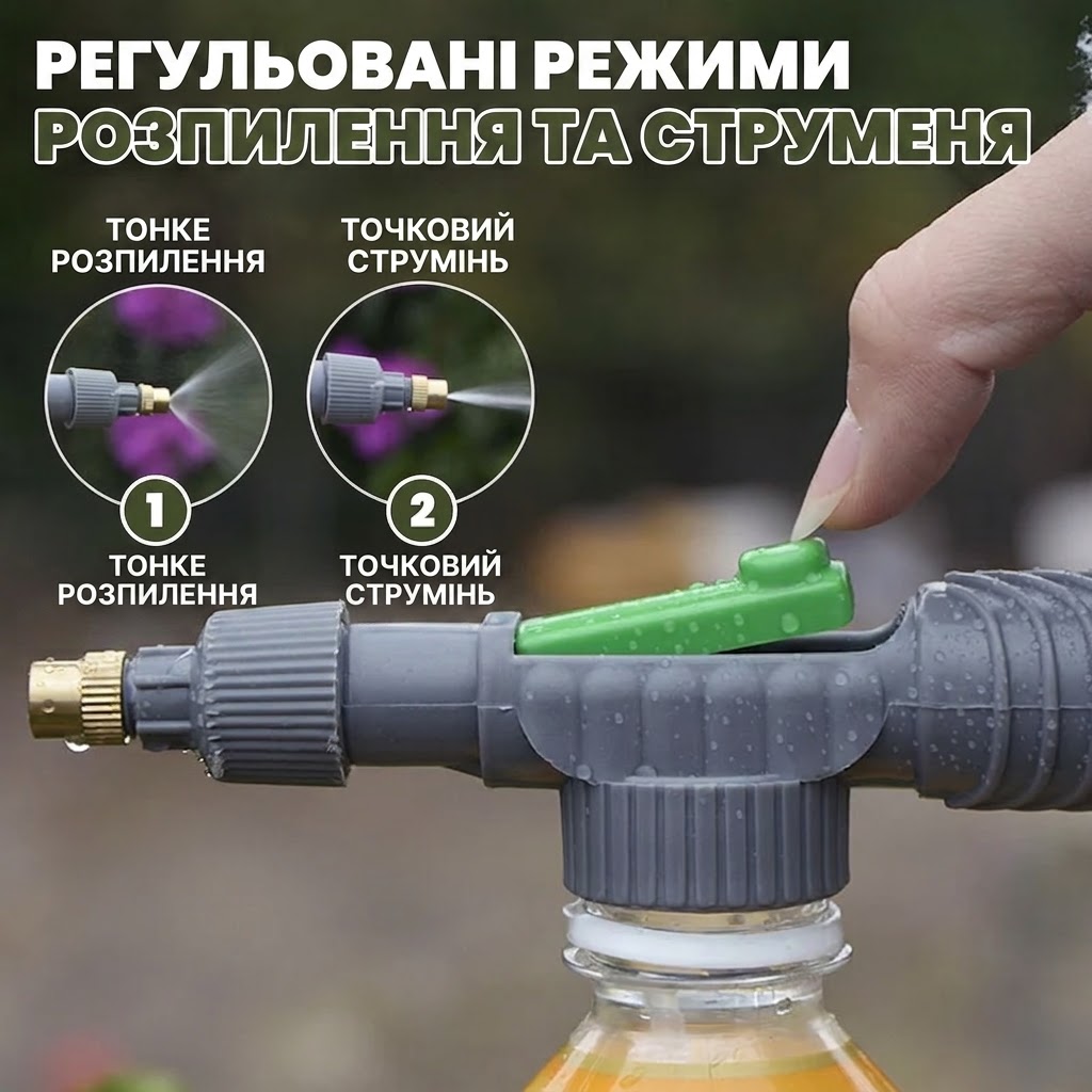 Потужний Ручний Оприскувач для Саду, Квітів та Дому з Латунним Носиком