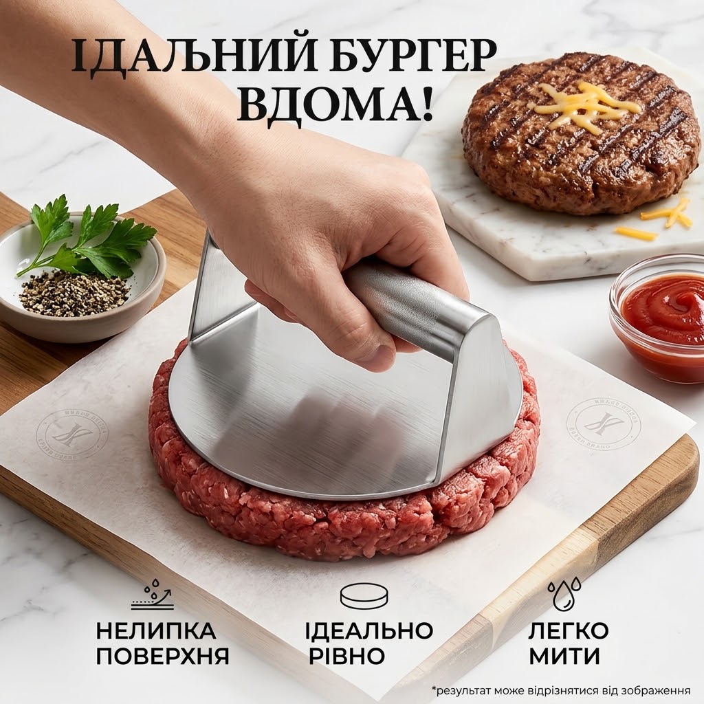 ПРЕС ДЛЯ БУРГЕРІВ, КОТЛЕТ ТА ТІСТА 3-В-1