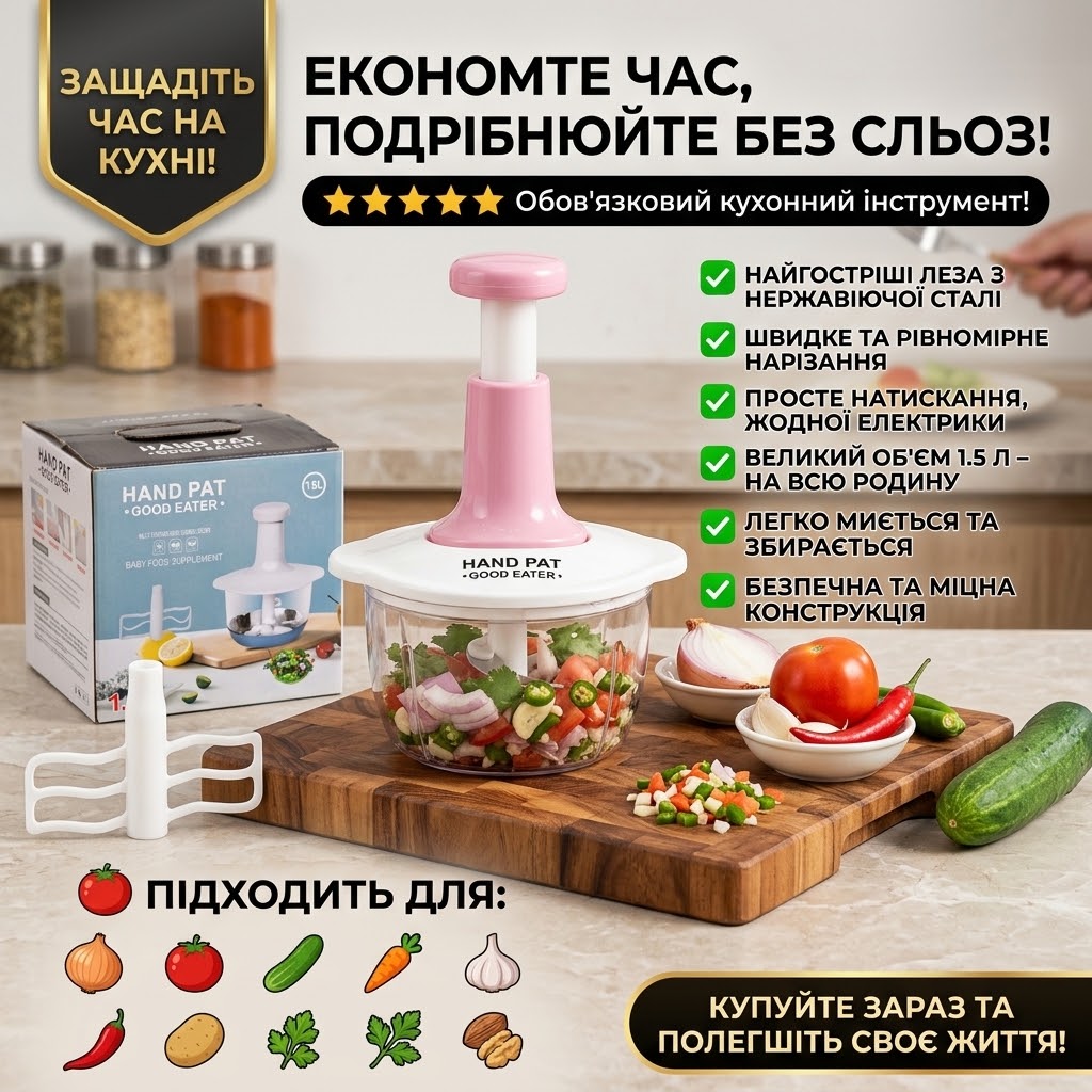 Ручний кухонний подрібнювач 3в1 Super Chop 1.5Л 