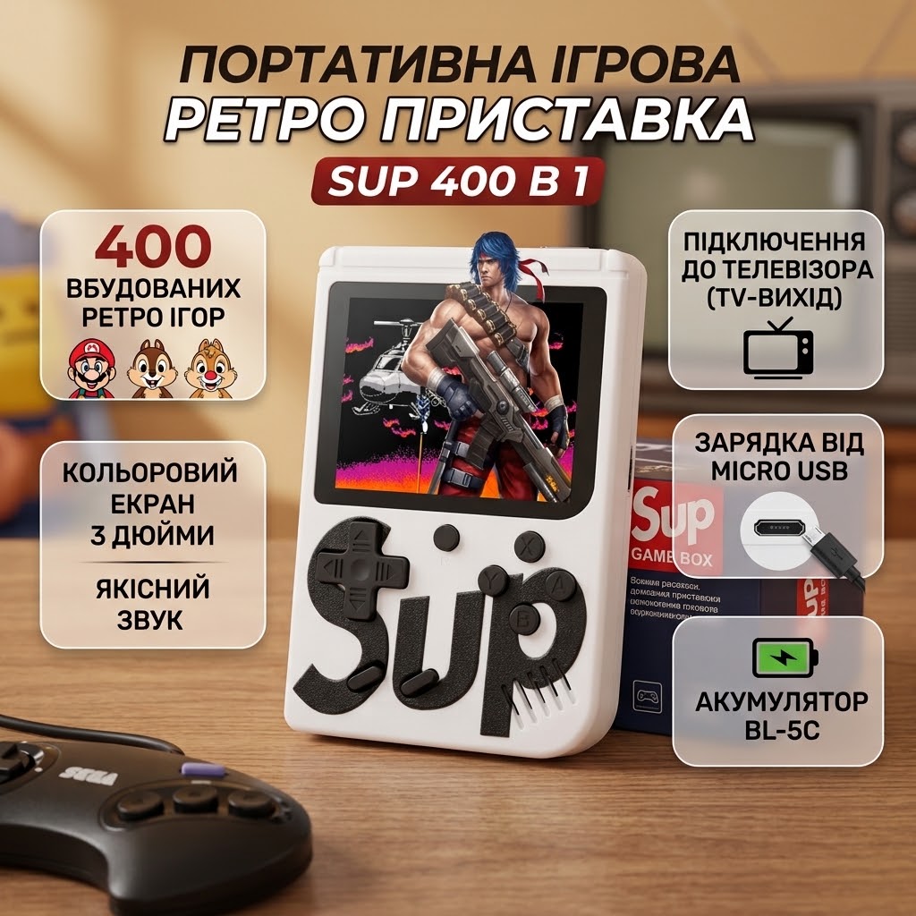 Портативна Ігрова Консоль SUP Game Box 400 в 1 (Колір рандомний)