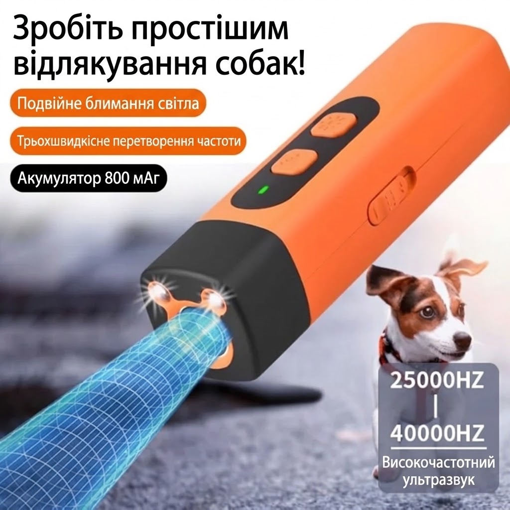 УЛЬТРАЗВУКОВИЙ ВІДЛЯКУВАЧ СОБАК 3-В-1