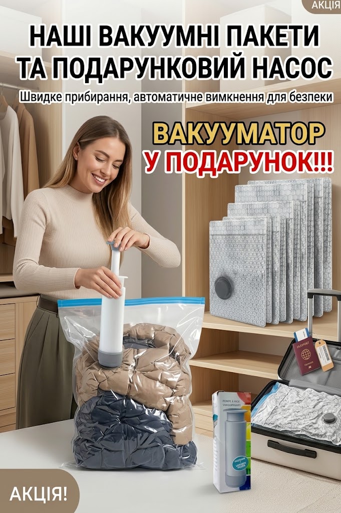 Вакуумні пакети для їжі в упаковці 3 пакети 
