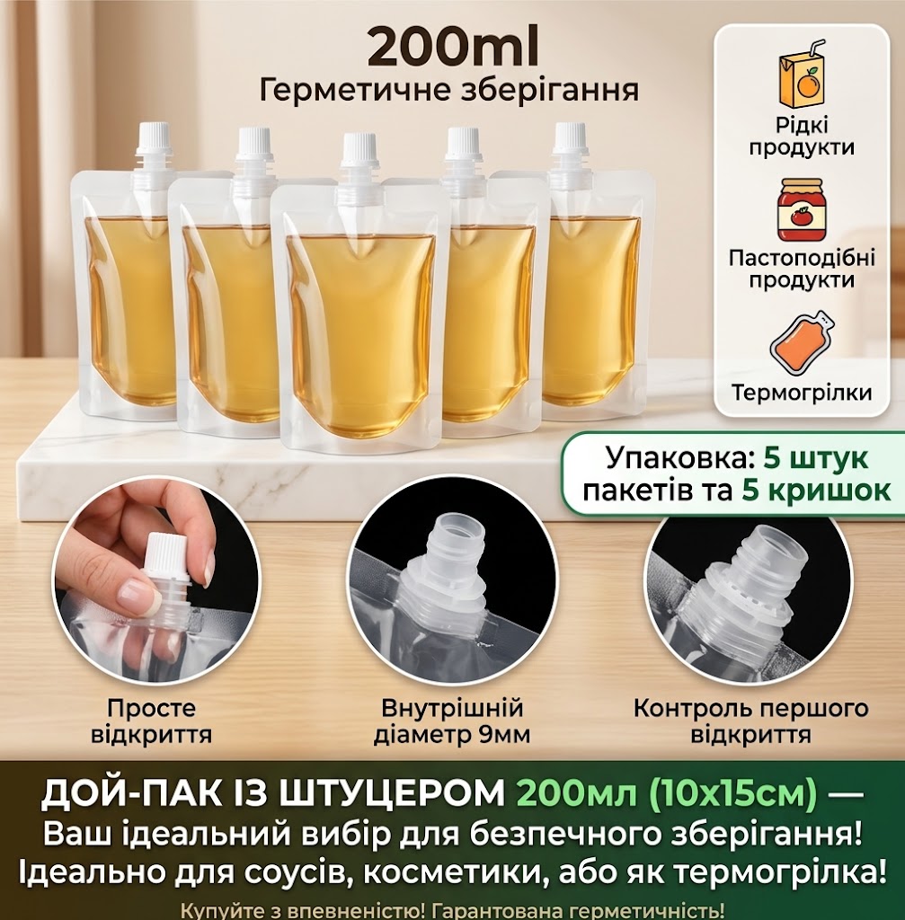 УНІВЕРСАЛЬНІ ГЕРМЕТИЧНІ ПАКЕТИ ДЛЯ РІДИН, СОУСІВ ТА ТЕРМОГРІЛОК