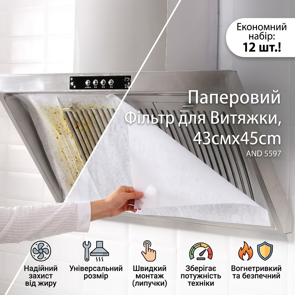 Універсальні жиропоглинальні фільтри для витяжки на липучках