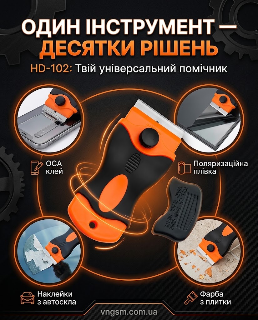 Професійний скребок-лезо HD-102 для безпечного зняття OCA-клею, плівок та очищення скла